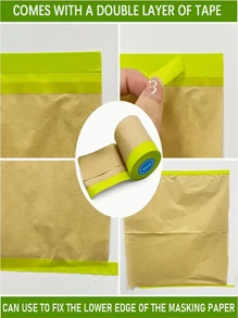2 Rollen Vorgestrichenes Abdeckpapier zum Malen, Klebeband und drapieren für Maler, Schutzpapierrollen mit Farb-Haftkleber zum Abdecken von Fußleisten, Rahmen, Autos und Karosserien