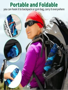 1pc Silicone Collapsible Water Bottle With Carabiner, Reusable Leakproof Cup, Sports Water Bottle, Valentine's Day Gift, Suitable For Outdoor Activities, Travel And Party - Foldable Silicone Water Cup, Camouflage Sports Water Bottle, Summer Sports Silicone Water Cup, Suitable For Outdoor Travel And Fitness - Multicolor - View 6