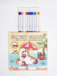 1pc Spaoky Summer :Easy 42 Page Coloring Book For Adults And Teens, Colouring Book Super Cute Designs Of Cozy, Hygge Spaces For Relaxation (Cozy Spaces Coloring) .Back To School A Relaxing Gift For Friends, Couples, And Family