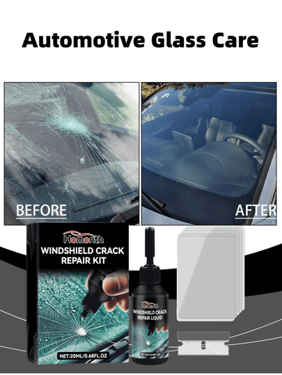 1 conjunto de kit de reparo de vidros automotivos - líquido para reparo de rachaduras e arranhões em para-brisas, repara rachaduras rapidamente, efeito duradouro, aumenta a resistência do vidro, reparo de arranhões em vidros automotivos, cuidados com vidros automotivos
