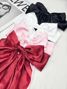1/4 件装女士大蝴蝶结发夹，黑色、米色、粉色、酒红色，女士蝴蝶结，丝带，丝带蝴蝶结，发夹，蝴蝶结，派对发饰，母亲节时尚，日常派对，时尚发饰爪夹，发爪，发卡，学习用品，新年，情人节配饰 - 彩色 - 查看 6