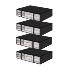 Caja de almacenamiento debajo de la cama de tela no tejida, bolsa organizadora de mantas transparente, de gran capacidad para ropa, contenedor plano ahorra espacio adecuado para guardar ropa, armarios, mantas, juguetes, armarios del hogar, dormitorios, dormitorios, accesorios de dormitorio