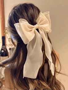 Bộ 2/4 phụ kiện tóc nữ, dây buộc tóc nơ lưới nhiều màu sắc với phần đuôi uốn cong, kẹp tóc nơ thanh lịch, nhẹ nhàng, phù hợp để sử dụng hàng ngày, phụ kiện thời trang. - Nhiều màu - Xem 2