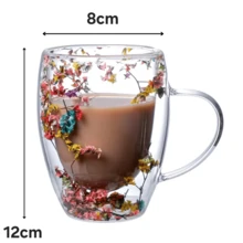 350ml Glass Cup With Internal Flower Print – Tea Coffee Charming Elegant Garden Garden Cup - 花朵 - 查看 3