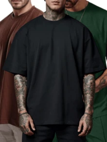Kit 3 Oversized T-Shirts Streetwear Cotton Oversize Shirt Blouse 100% Cotton Street Fashion