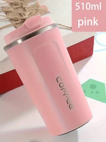 1pc/380ml/510ml Stainless Steel Coffee Cup, Portable Latte Coffee Cup, Travel Mug, Double Layer Stainless Steel Coffee Pot, Iced Tea Cup, Insulated Flat Bottom Cup, Bottle With Anti-Slip Shell, Travel Portable European High-End Latte Cup Suitable For Milk, Coffee, Tea, Juice Back To School