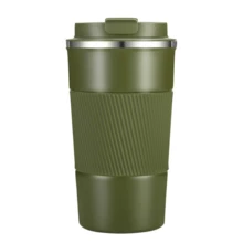 1 Piece Of 510ml/17.25 Ounce Large Capacity, Double-Layer Vacuum Leak Proof, 304 Stainless Steel+Anti Fingerprint Coating Material, Nordic Style Insulated Travel Cup, Straight Anti Slip Threaded Cup Mouth, All Season Hot And Cold Dual Use Insulated Cup