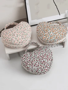 A Fresh And Simple, Highly Attractive Girly Fashion Handbag-Style Cosmetic Bag. The Small And Exquisite Floral Pattern Makes It A Convenient And Portable Storage For Cosmetics And Toiletries, Suitable For Dates, Parties, Shopping, Photography, And More. This Versatile Makeup Bag Can Be Used As A Cosmetic Bag, Vanity Case, Storage Bag, Toiletry Bag, Desktop Organizer, Or Makeup Pouch. - Multicolor - View 2