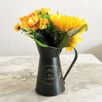 1pc Vintage Distressed Metal Milk Bucket Flower Vase Decorative