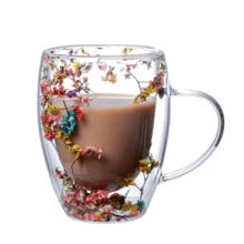 350ml Glass Cup With Internal Flower Print – Tea Coffee Charming Elegant Garden Garden Cup - 花朵 - 查看 9
