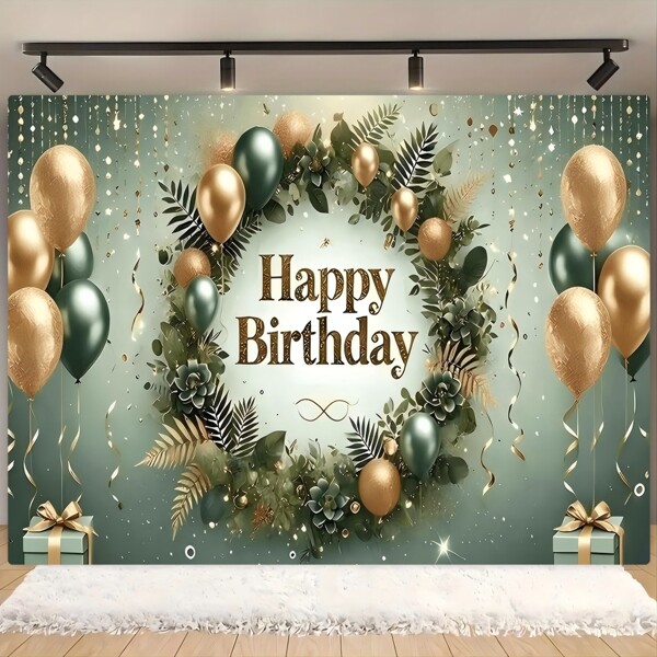 1 Stück grüne Blatt Kreis Geburtstag Hintergrund Banner, universelles Thema, geeignet für Geburtstags Party Dekoration, Heim Dekoration, Innen- und Außendekoration, Fotografie Hintergrund, Wanddekoration, Vorhang, Tischdecke