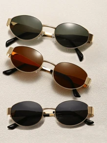 4 pièces / 3 pièces / 2 pièces / 1 pièce Lunettes de mode ovales en métal de style rétro européen et américain, lunettes en forme de diamant, lunettes semi-circulaires, style rétro populaire et polyvalent, convenant aux hommes et aux femmes, pour les vacances, les loisirs, les accessoires de plage, l'utilisation quotidienne et les activités de plein air pour les vacances d'été à la plage, les sorties, les voyages