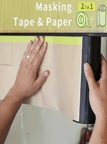 2 Rollen Vorgestrichenes Abdeckpapier zum Malen, Klebeband und drapieren für Maler, Schutzpapierrollen mit Farb-Haftkleber zum Abdecken von Fußleisten, Rahmen, Autos und Karosserien