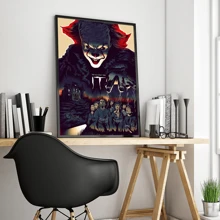 WB 1/10PCS Horror Film It Pennywise Clown Vintage Posters DIY Room Bar Cafe Room Wall Art Decor Painting Wall Pictures For Living Room Decoration Classic Cartoon Bedroom Decoration - Frameless