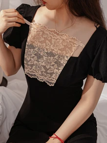 Women's Color Block Lace Bra Pad Bralette Accessories With Striped Pattern, Elegant Floral Anti-Glare Bra Pads - Fashionable & Comfortable Lingerie Enhancer, Lace Knitted Padding For Women, Women's Lingerie & Underwear Accessories