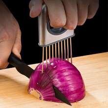 1 Stück Edelstahl Zwiebelschneider, Gemüseschneider, Küchenmesser, Schneidwerkzeug, Tomatenschneider, Zwiebelschneider, geeignet für Kartoffeln, Fleisch, Zwiebeln und Gemüse
