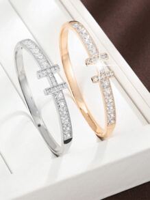 1pc Zirconia Letter Bracelet, Minimalist Delicate Design Women Bracelet, Perfect Gift For Valentine's Day, Mother's Day