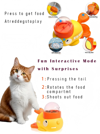Juguete interactivo para perros con dispensador de premios - Juguete de rompecabezas de comida de plástico duradero para mascotas, diseño de pato amarillo apto para gatos y perros, juguete de rompecabezas de premios para perros