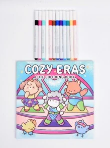 1pc Easy Coloring Book For Adults And Teens, Coloring Book Super Cute Designs Of Cozy, Hygge Spaces For Relaxation (Cozy Spaces Coloring) .Back To School A Relaxing Gift For Friends, Couples, And Family . Painting Kit [Default Without Pen] Mark Pen Set, Relaxing The Body And Mind.