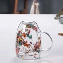 350ml Glass Cup With Internal Flower Print – Tea Coffee Charming Elegant Garden Garden Cup - 花朵 - 查看 8