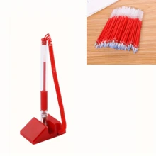 防丢失学校书写圆珠笔，可更换笔芯，稳定的桌面笔架，0.5 毫米链条台笔，适用于办公室/银行/接待柜台、学校和家庭办公用品返校 - 彩色 - 查看 8