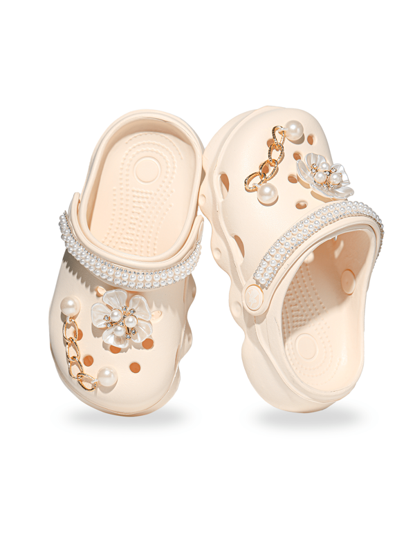 Sabots d'enfants confortables et souples en EVA avec fond, sandales décontractées pour l'extérieur pour filles, nouveau produit avec décoration de chaîne et de lotus