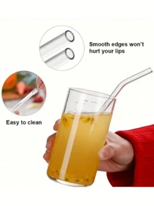 可重复使用玻璃吸管、饮用吸管、冰沙吸管、鸡尾酒吸管、果汁吸管、硼硅酸盐玻璃、易于清洁、非常适合家庭、办公室、旅行、酒吧使用、咖啡、茶、饮料、派对、活动、日常使用、送给朋友和家人的礼物、学校用品 - 彩色 - 查看 12