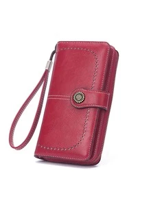 1 件复古 RFID PU 皮革钱包，带纽扣装饰，腕带钱包，适合商务休闲，男女通用 - 彩色 - 查看 19