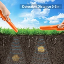 1 件手持式金属探测器，防水 360 扫描矿山宝藏探测器，高灵敏度，包括皮带和皮套，带蜂鸣器振动的黄金寻宝挖掘工具，便携式新款（不含电池） - 橘色 - 查看 6