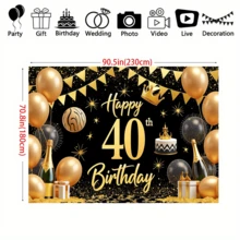 1pc Luxury Champagne Beer Birthday Party Photo Backdrop, Suitable For 18th/20th/30th/40th/50th/60th Celebration Activities Banner Flag, Polyester Material, Electricity-Free, Indoor/Outdoor/Garden Wall Home Decor - Multicolor - View 9