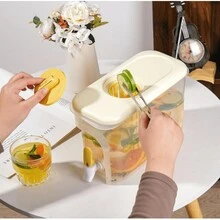 Dispensador de bebida de 1 galón para refrigerador, recipiente de agua con grifo, dispensador de agua galón mejorado jarra de té helado para refrigerador - transparente - Ver 5