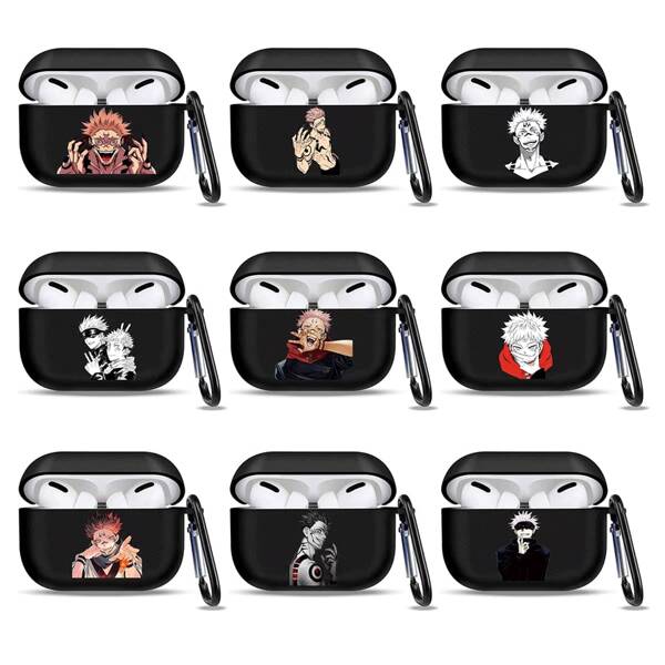 bandai 1pc/ Anime Gojo Satoru, Knotweed Yojin Print Headphone Case Case With Lanyard, Decorative Headphone Case Case Suitable For Anime Fans Applicable Model AirPod