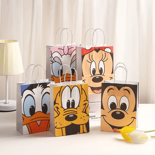 6 Stücke Disney Muster Party Mickey Maus Cartoon Tragetasche | Kleidung Kraftpapiertüte als Geschenktüte