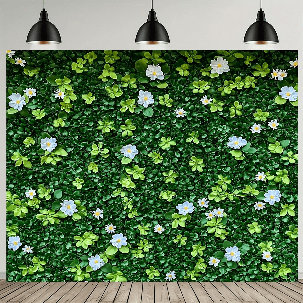 1 stuk 2D-banner, gigantische lentebloemblaadjes, witte bloemen als wanddecoratie, duurzaam polyester, geen stroom nodig, met gaten, ideaal voor feesten, cadeaus, foto's, video's en wanddecoratie voor thuis