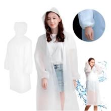 Impermeable Para Lluvia Reutilizable Para Adultos con Capucha - Ponchos Con Visera Para Hombres, Mujeres Y Adolescentes Blanca Ideal Para Ciclismo Al Aire Libre, Día De Campo. - Blanco - Ver 1