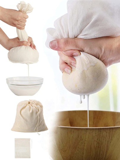 1/3 piezas Bolsa de filtro de malla reforzada, bolsa de gasa, bolsa de algodón, bolsa para marinar, bolsa para sopa, bolsa para decocción de medicina china, bolsa de filtro de leche de soja - Tela de muselina de algodón o gasa para queso sin blanquear, colador natural ultra para queso