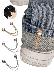 2 pezzi di fermagli magnetici regolabili di colore nero opaco per pantaloni e polsi, realizzati in lega resistente, con catena rimovibile, adatti per sciarpe, scialli, fasce per capelli, pantaloni e magliette, ferma-orlo regolabile per magliette, accessori di moda multiuso per stringere indumenti e cinture