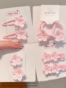 2025新款粉色花朵发夹/发圈，甜美发饰，适合女性，可固定刘海和碎发 - 彩色 - 查看 1