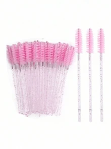 500pcs/Pack, 100pcs/Pack, 50pcs/Pack, 10pcs/Pack Disposable Eyelash Brushes, Eyebrow Brushes, Castor Oil Brushes, Mascara Brushes, Makeup Tools (Crystal) - Multicolor - View 12
