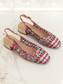 Zapatos planos Revreal tejidos con tira trasera y punta cuadrada, elegantes - Multicolor - Ver 3