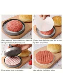 1pc Premium Non-Stick Burger Press Patty Maker With Separator Paper - Easily Make Perfect Patties, Burgers, Meat Loaf, Cheese And Veggie Patties - Ideal For Grilling, BBQ, Griddle And Broiler Cooking