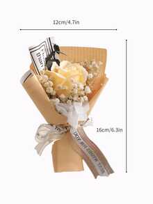 1 Ramo de flores artificiales mini, que incluye 1 rosa artificial, envuelto en papel, con flores de jabón perfumado. Adecuado como regalo de cumpleaños, aniversario para madres, novias y amigas, Día de la Madre, San Valentín, regalos de boda, decoración del hogar o de escritorio y regalos de cumpleaños para mujeres