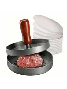 1pc Premium Non-Stick Burger Press Patty Maker With Separator Paper - Easily Make Perfect Patties, Burgers, Meat Loaf, Cheese And Veggie Patties - Ideal For Grilling, BBQ, Griddle And Broiler Cooking