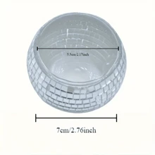 1 pièce Bougeoir à mosaïque miroir disco cool, vase en verre à boule disco, décoration de cadeau de vacances pour la maison. Bougeoir en mosaïque de verre, décoration de banquet à boule disco. Utilisé comme décoration centrale pour Noël, mariage, fêtes et table de salle à manger (Seuls les bougeoirs en verre sont inclus, les bougies ne sont pas incluses)