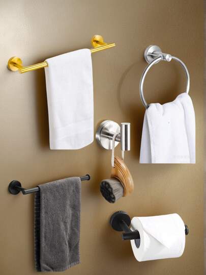 حلقة منشفة دائرية للحمام، حامل تخزين للحمام، خطاف تخزين من الفولاذ المقاوم للصدأ، حامل ورق التواليت مع ثقب للتركيب، تعليق للتخزين، قطعة واحدة