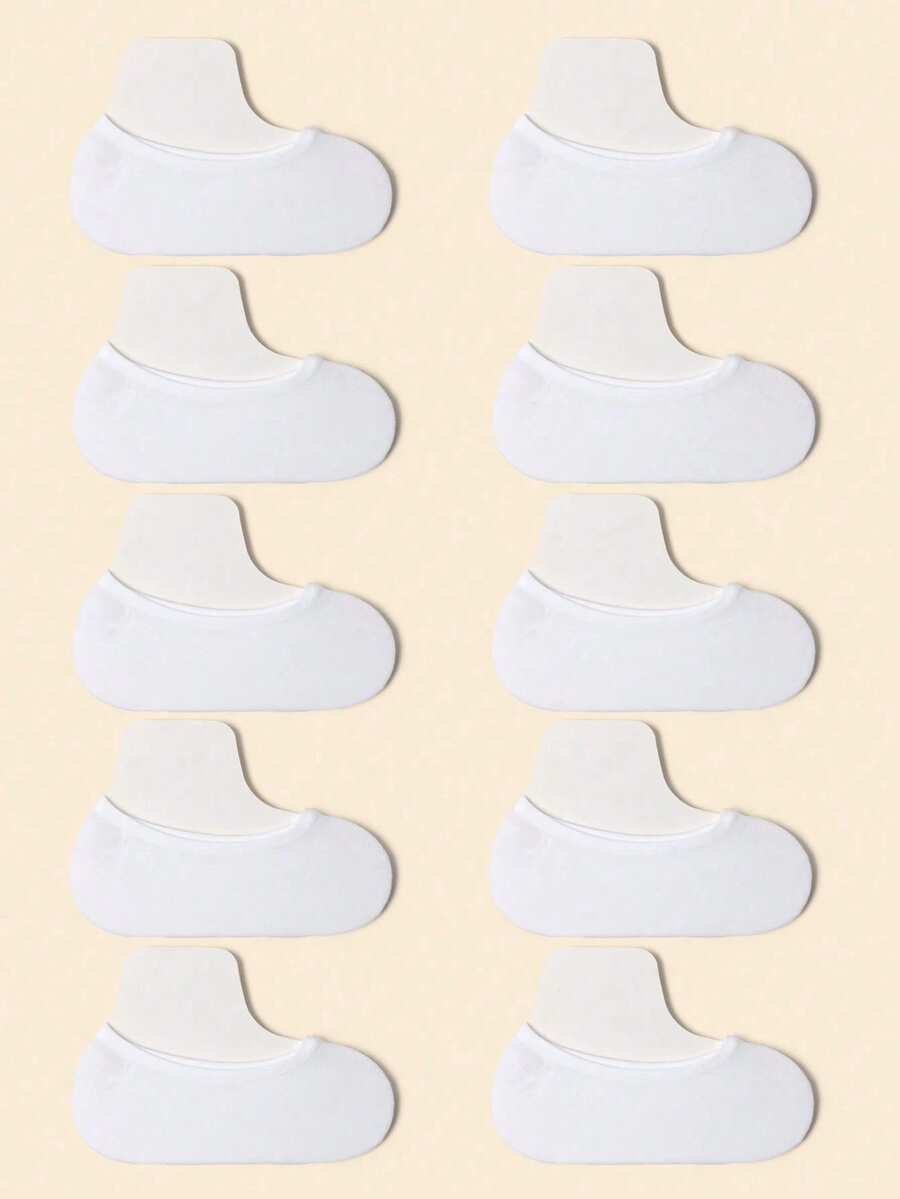 Kit 6 Pairs Of Thin White Ballet Flat Socks Short Shaft Women's Socks With Silicone - 白色 - 查看 1