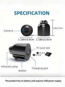 1 pieza Cámara mini inteligente HD 720P, cámara inalámbrica WiFi de alta definición con visión nocturna. [Adquiérala según sea necesario y úsela de acuerdo con el manual de instrucciones] Solo admite red 2.4G, monitoreo remoto, memoria expandible con tarjeta SD, vigilancia de red HD interior, cámara doméstica alimentada por USB, adecuada para hogar, automóvil, oficina y otros escenarios, seguridad en línea.