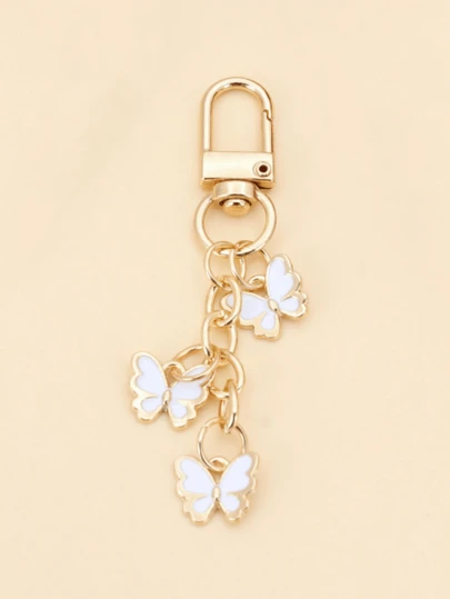 1 Pc Women Fashionable Alloy Butterfly Keychain Elegant Ornate Butterfly Pendant Bag Charm Y2K