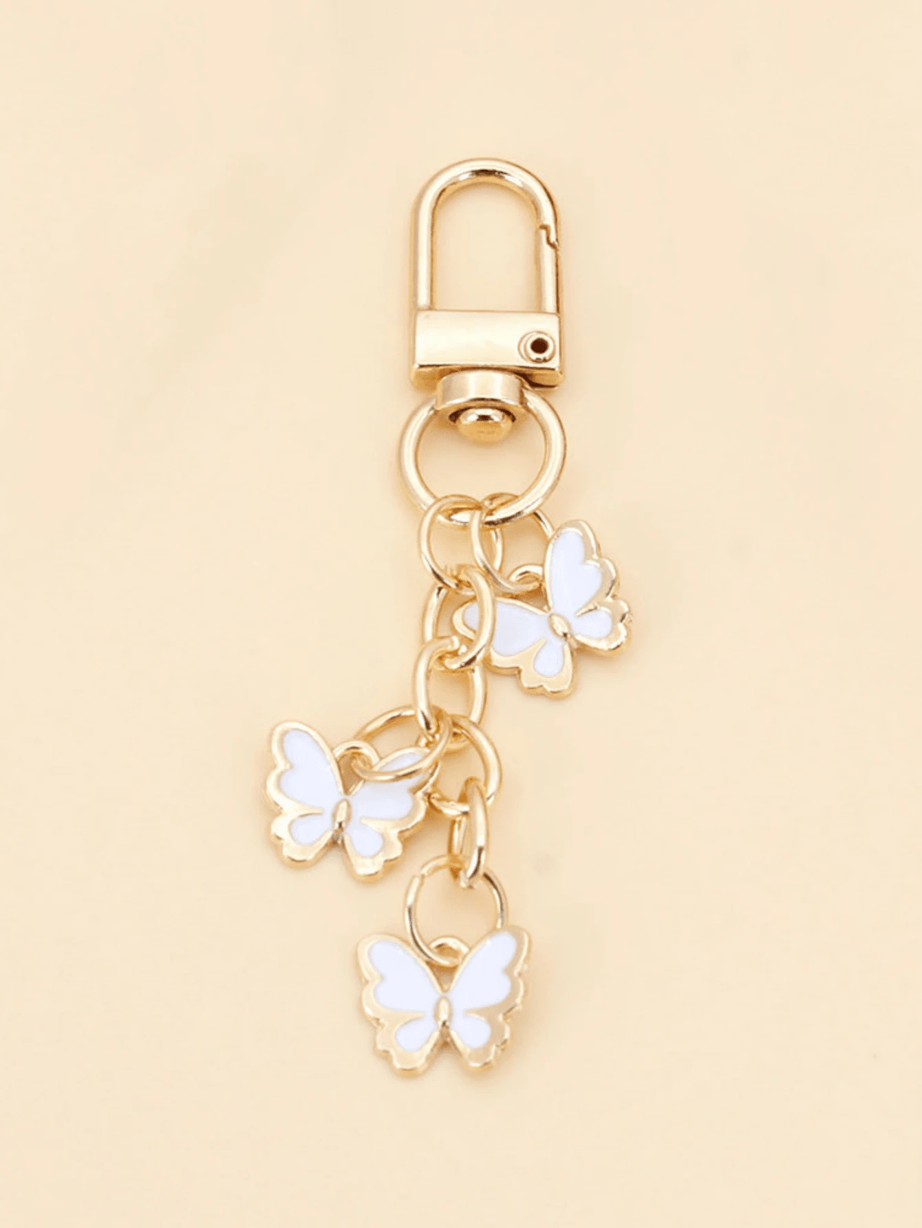 1 Pc Women Fashionable Alloy Butterfly Keychain Elegant Ornate Butterfly Pendant Bag Charm Y2K - White - View 1