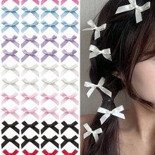 28/56pcs Women Colorful Ribbon Bow Hair Clips, Sweet Girl Silk Small Hair Pins, Elegant Princess Ballet Y2K Fairy Hair Accessories, Cute Mini Hair Bows Barrettes, 7 Colors, Suitable For Daily Use Claw Clips
